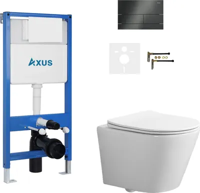 Унитаз подвесной с инсталляцией Axus 011D с унитазом Brillo 2380t и кнопкой 097TB / k0119