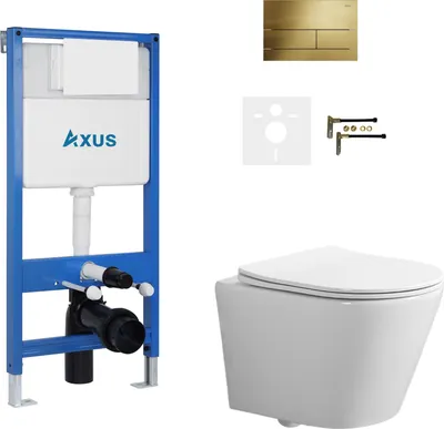 Унитаз подвесной с инсталляцией Axus 011D с унитазом Brillo 2380t и кнопкой 097TG / k0121