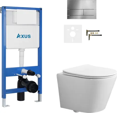 Унитаз подвесной с инсталляцией Axus 011D с унитазом Brillo 2380t и кнопкой 097TS / k0122