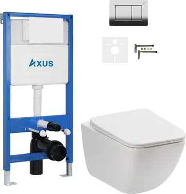 Унитаз подвесной с инсталляцией Axus 011D с унитазом Canto 2202 и кнопкой 097LC / k0175
