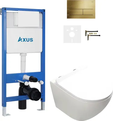 Унитаз подвесной с инсталляцией Axus 011D с унитазом Ligero 2318t и кнопкой 097TG / k0144