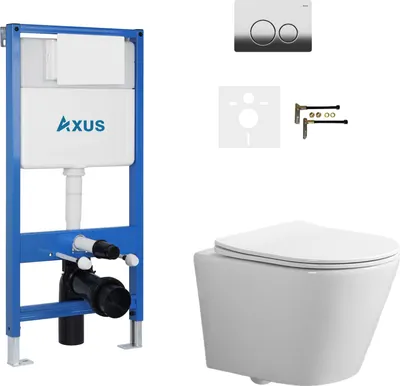 Унитаз подвесной с инсталляцией Axus 011D с унитазом Brill0 2380t и кнопкой 097IC / k0125