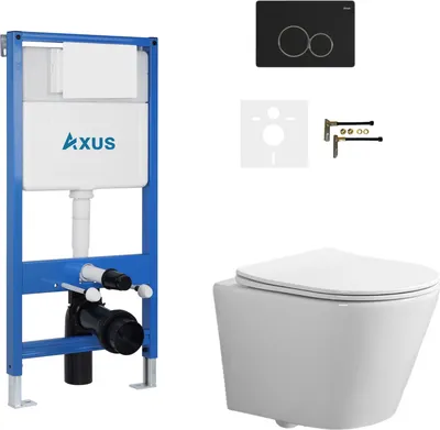 Унитаз подвесной с инсталляцией Axus 011D с унитазом Brillo 2380t и кнопкой 097EB / k0140