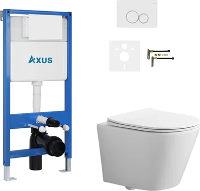 Унитаз подвесной с инсталляцией Axus 011D с унитазом Brillo 2380t и кнопкой 097EW / k0138