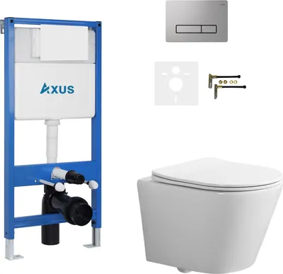 Унитаз подвесной с инсталляцией Axus 011D с унитазом Brillo 2380t и кнопкой 097HDS / k0135