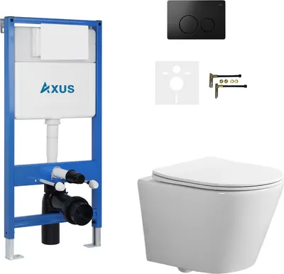 Унитаз подвесной с инсталляцией Axus 011D с унитазом Brillo 2380t и кнопкой 097IB / k0124