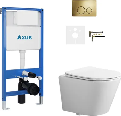 Унитаз подвесной с инсталляцией Axus 011D с унитазом Brillo 2380t и кнопкой 097IG / k0123