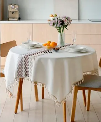 Скатерть Home One Linen Check 140x180 / 439014 (бежево-серый)