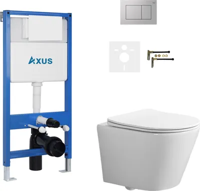 Унитаз подвесной с инсталляцией Axus 011D с унитазом Brillo 2380t и кнопкой 097JS / k0132