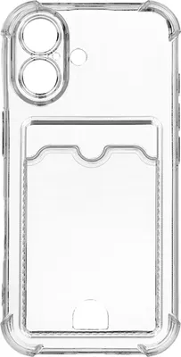 Чехол-накладка Zibelino Silicone Card Holder для Apple iPhone 16 / ZSCH-IPH-16-CAM-TRN (прозрачный)