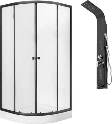 Душевой уголок Saniteco SN-1001B + LYPA-3 (черный/панель черная матовая)