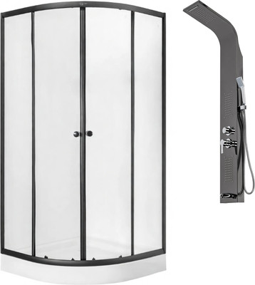 Душевой уголок Saniteco SN-1001B + LYPA-4 (черный/панель черная глянцевая)