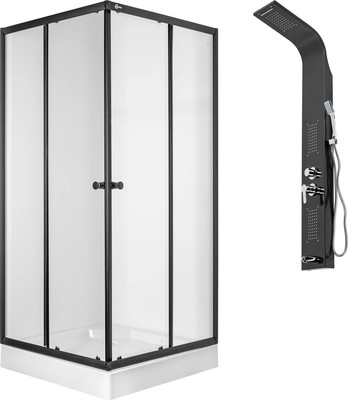Душевой уголок Saniteco SN-1002B + LYPA-3 (черный/панель черная матовая)