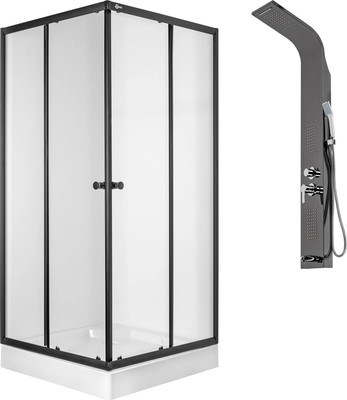 Душевой уголок Saniteco SN-1002B + LYPA-4 (черный/панель черная глянцевая)