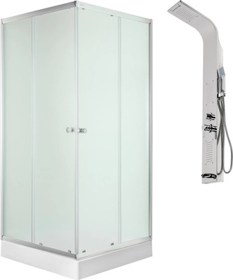 Душевой уголок Saniteco SN-1002W + LYPA-2 (хром/панель хром глянцевый)