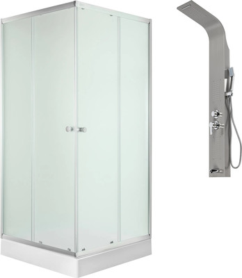 Душевой уголок Saniteco SN-1002W + LYPA-1 (хром/панель хром матовый)