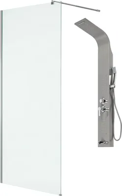 Душевая стенка Saniteco Walk-In SN-W8TC100 + LYPA-1 (хром/панель хром матовый)