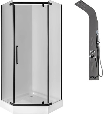 Душевой уголок Saniteco SN-1000BL-6 + LYPA-4 (черный/панель черная глянцевая)