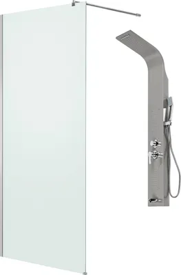 Душевая стенка Saniteco Walk-In SN-W8MC100 + LYPA-1 (хром/панель хром матовый)