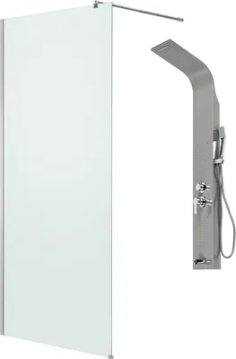 Душевая стенка Saniteco Walk-In SN-W8MC110 + LYPA-1 (хром/панель хром матовый)