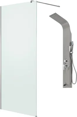 Душевая стенка Saniteco Walk-In SN-W6MC120 + LYPA-1 (хром/панель хром матовый)