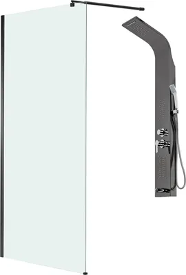Душевая стенка Saniteco Walk-In SN-W8TB120 + LYPA-4 (черный/панель черная глянцевая)