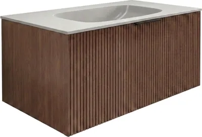 Тумба с умывальником Oliveeka Terra 70 TER70R + Flow F70W (орех/белый)