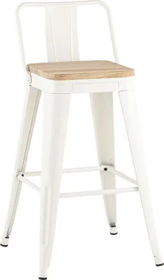 Стул барный Stool Group Tolix со спинкой / KD YD-H675E-W KD YG-14 (белый/светлое дерево)
