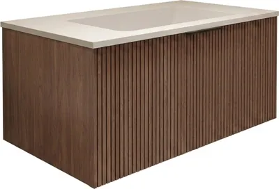 Тумба с умывальником Oliveeka Terra 80 TER80R + Looma T80W (орех/белый)