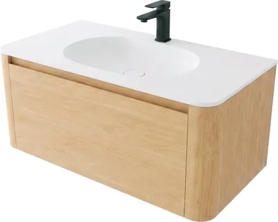 Тумба с умывальником Oliveeka Avenu 80 AVE80R + Milu MA80WF (дуб/белый)