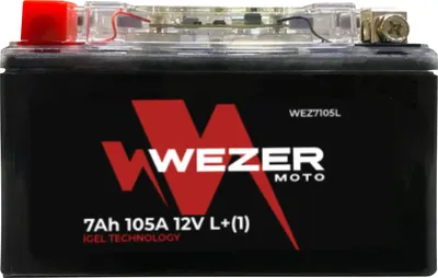 Мотоаккумулятор Wezer Moto iGEL 105A L+ (7 А/ч)