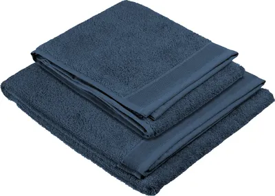 Набор полотенец Mio Tesoro Бордюр Махра 50x100/70x140 450г (2шт, темно-синий)