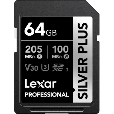 Карта памяти Lexar Professional Silver Plus SDXC 64GB UHS-I U3 (LSDSIPL064G-BNNNG)