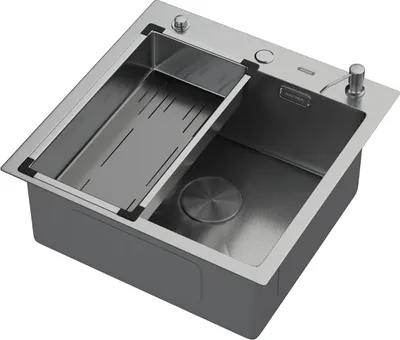 Мойка кухонная Arfeka ECO AR 50x50 POP-UP+CL G+DS (Satin Decor Volcanic, с дозатором и коландером)
