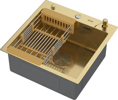 Мойка кухонная Arfeka ECO AR 50x50 POP-UP+CL+DS (Gold Decor, с дозатором и коландером)