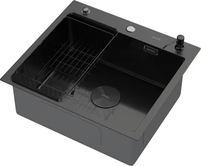 Мойка кухонная Arfeka ECO AR 55x50 POP-UP+CL F+DS (Black Decor Millet, с дозатором и коландером)