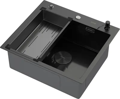 Мойка кухонная Arfeka ECO AR 55x50 POP-UP+CL G+DS (Black Decor Millet, с дозатором и коландером)