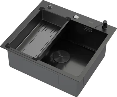 Мойка кухонная Arfeka ECO AR 55x50 POP-UP+CL G+DS (Black Decor Volcanic, с дозатором и коландером)