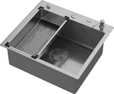 Мойка кухонная Arfeka ECO AR 55x50 POP-UP+CL G+DS (Satin Decor, с дозатором и коландером)