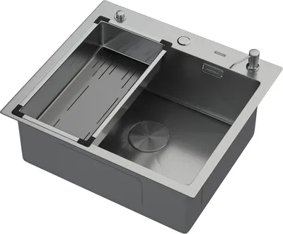 Мойка кухонная Arfeka ECO AR 55x50 POP-UP+CL G+DS (Satin Decor Millet, с дозатором и коландером)