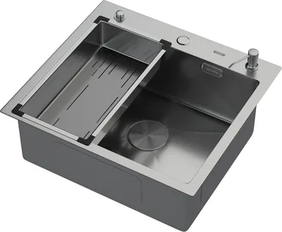 Мойка кухонная Arfeka ECO AR 55x50 POP-UP+CL G+DS (Satin Decor Volcanic, с дозатором и коландером)