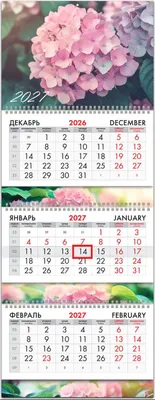 Календарь настенный Brauberg Extra. Гортензия. 2027 год / 118294