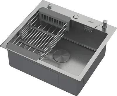 Мойка кухонная Arfeka ECO AR 55x50 POP-UP+CL+DS (Satin Decor Millet, с дозатором и коландером)