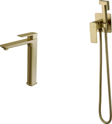 Гигиенический душ со смесителем Oliveeka OL-829003+239003-BG (золотой матовый)
