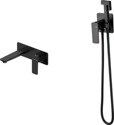 Гигиенический душ со смесителем Oliveeka OL-829003+869003-MB (черный матовый)