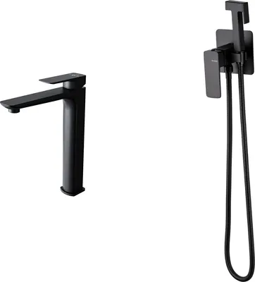 Гигиенический душ со смесителем Oliveeka OL-829003+239003-MB (черный матовый)