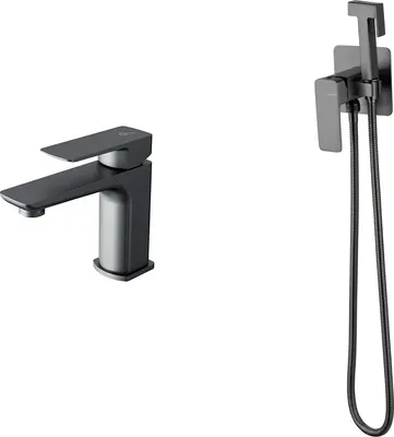 Гигиенический душ со смесителем Oliveeka OL-829003+139003-BGM (матовый оружейный металл)
