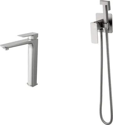 Гигиенический душ со смесителем Oliveeka OL-829003+239003-BN (никель матовый)