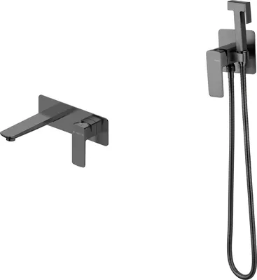 Гигиенический душ со смесителем Oliveeka OL-829003+869003-BGM (матовый оружейный металл)