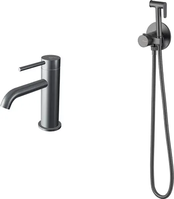 Гигиенический душ со смесителем Oliveeka OL-829909+88139017-BGM (матовый оружейный металл)